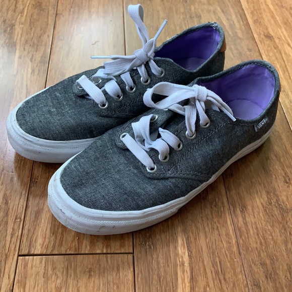 VANS Black Heathered Canvas Tie Sneakers sz 8.5 - Picture 4 of 7